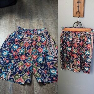 Vintage 80's Floral Dress Shorts, Lightweight Shorts by Solutions
